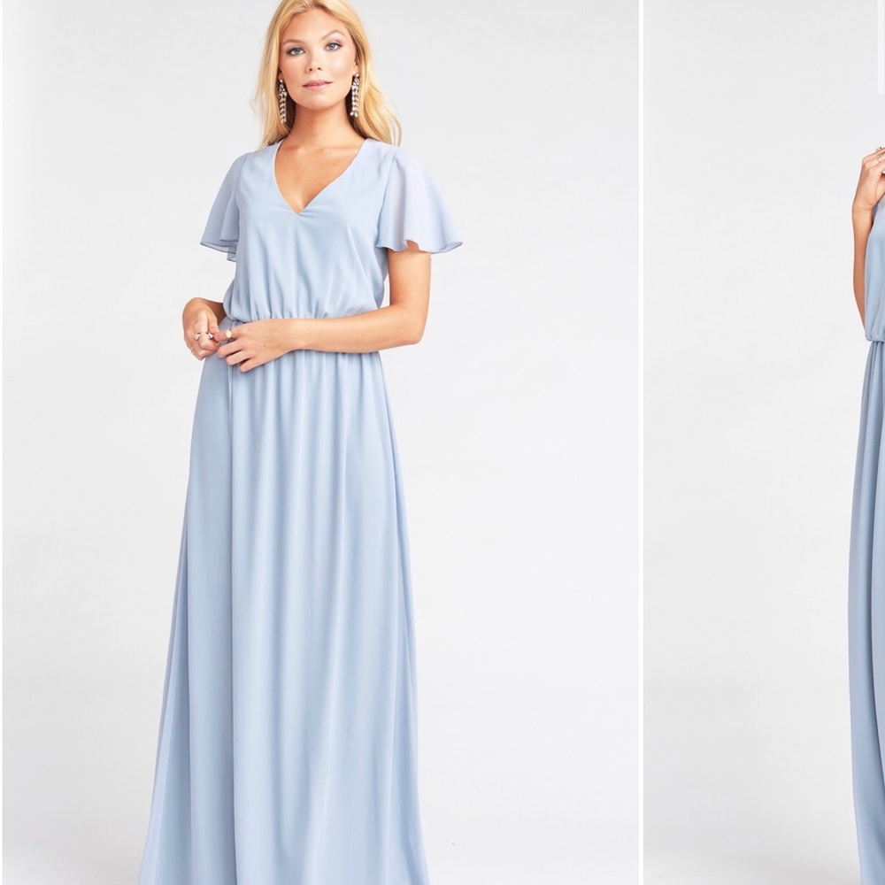 mumu bridesmaid dress steel blue